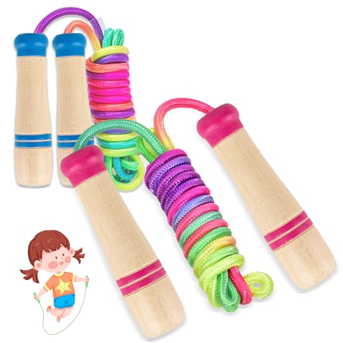 Yolistar 2 Stück Springseil Kinder,Jump rope,Rope skipping,250cm Springen Seil mit Holzgriff,Verstellbares Regenbogen Springseil,Fitness Spiel für Jungen/Mädchen für Schule/Sport,Outdoor-Aktivitäten Yolistar 2 Stück Springseil Kinder,Jump rope,Rope skipping,250cm Springen Seil mit Holzgriff,Verstellbares Regenbogen Springseil,Fitness Spiel für Jungen/Mädchen für Schule/Sport,Outdoor-Aktivitäten von Yolistar