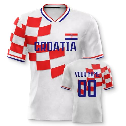 Kroatien Personalisiertes Fussball Trikot 3D Druck Football Shirt mit Ihrem Namen und Nummer Hip Hop Football Jersey für Herren Damen Kinder Kroatien Personalisiertes Fussball Trikot 3D Druck Football Shirt mit Ihrem Namen und Nummer Hip Hop Football Jersey für Herren Damen Kinder von Yolovi