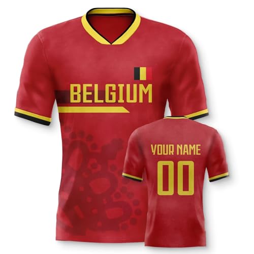Yolovi Belgien Personalisiertes Fussball Trikot 3D Druck Football Shirt mit Ihrem Namen und Nummer Hip Hop Football Jersey für Herren Damen Kinder, Small-6X-Large Yolovi Belgien Personalisiertes Fussball Trikot 3D Druck Football Shirt mit Ihrem Namen und Nummer Hip Hop Football Jersey für Herren Damen Kinder, Small-6X-Large von Yolovi