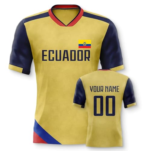Yolovi Ecuador Personalisiertes Fussball Trikot 3D Druck Football Shirt mit Ihrem Namen und Nummer Hip Hop Football Jersey für Herren Damen Kinder, Small-6X-Large Yolovi Ecuador Personalisiertes Fussball Trikot 3D Druck Football Shirt mit Ihrem Namen und Nummer Hip Hop Football Jersey für Herren Damen Kinder, Small-6X-Large von Yolovi