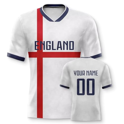 Yolovi England Personalisiertes Fussball Trikot 3D Druck Football Shirt mit Ihrem Namen und Nummer Hip Hop Football Jersey für Herren Damen Kinder, Small-6X-Large Yolovi England Personalisiertes Fussball Trikot 3D Druck Football Shirt mit Ihrem Namen und Nummer Hip Hop Football Jersey für Herren Damen Kinder, Small-6X-Large von Yolovi