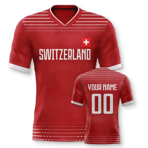 Yolovi Schweiz Personalisiertes Fussball Trikot 3D Druck Football Shirt mit Ihrem Namen und Nummer Hip Hop Football Jersey für Herren Damen Kinder, Small-6X-Large Yolovi Schweiz Personalisiertes Fussball Trikot 3D Druck Football Shirt mit Ihrem Namen und Nummer Hip Hop Football Jersey für Herren Damen Kinder, Small-6X-Large von Yolovi