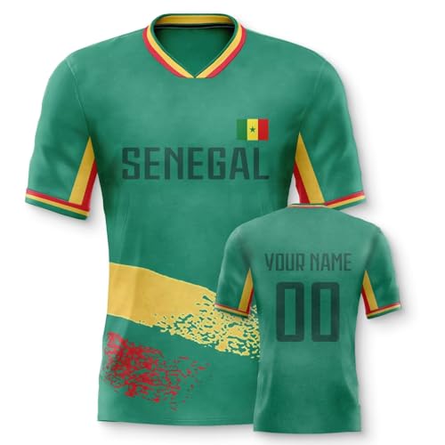 Yolovi Senegal Personalisiertes Fussball Trikot 3D Druck Football Shirt mit Ihrem Namen und Nummer Hip Hop Football Jersey für Herren Damen Kinder, Small-6X-Large Yolovi Senegal Personalisiertes Fussball Trikot 3D Druck Football Shirt mit Ihrem Namen und Nummer Hip Hop Football Jersey für Herren Damen Kinder, Small-6X-Large von Yolovi