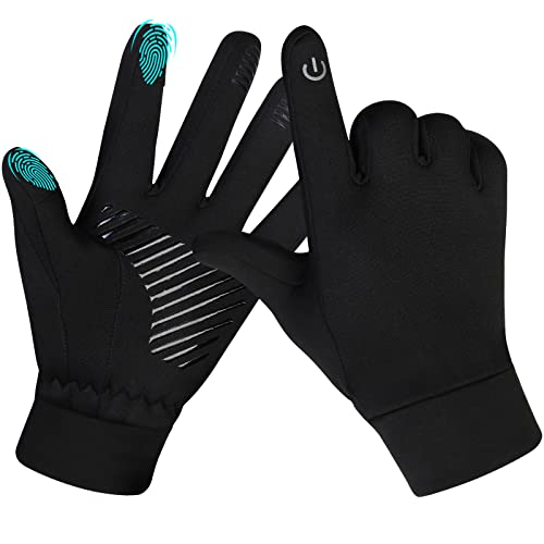 Yomersiah Handschuhe Winter Thermo Touchscreen Damen Herren Kinder, Winddicht Warm Fahrradhandschuhe Frau Mann, Winterhandschuhe für Fahrrad Joggen MTB Golf Walking Fussball Laufen (Schwarz, L) von Yomersiah