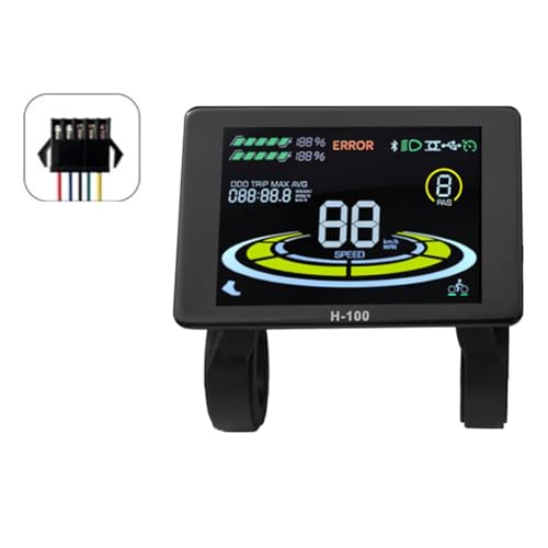 Yominerr Elektrofahrrad-Display H-100 LCD-Displaysteuerung 24 V - 72 V Geschwindigkeitsmesser 5-Poliger Tachometer SM-Anschluss von Yominerr