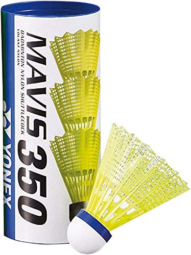 YONEX Mavis 350 3er Dose Badminton Bälle Nylonshuttles Blau Mittel M-350BP (Blau (Mittel Gelb)) von YONEX