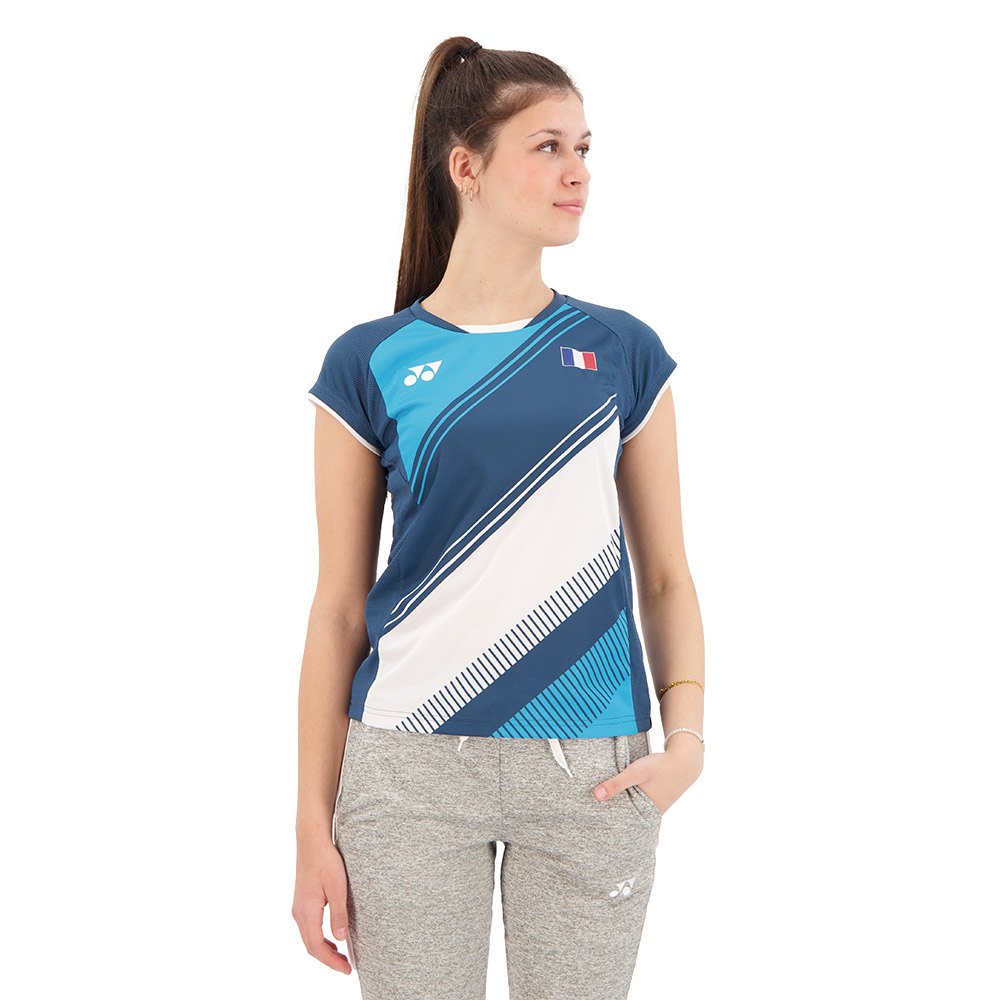 Yonex French National Team Short Sleeve T-shirt Blau XS Frau von Yonex