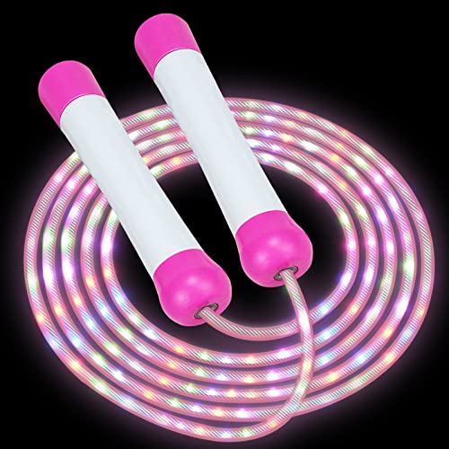 LED-Springseil für Kinder, buntes Springseil, leuchtende Seile für Mädchen, Jungen, Fitnessübungen und Lichter, Tanzen und Nachtparty, 2,1 m von YongnKids