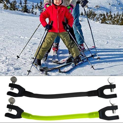 2 Stück Skispitzenverbinder Für Kinder, Skitrainingshilfe Skispitzen Anschluss, Tragbarer Skiverbinder Ski-Trainingshilfe Snowboard-Zubehör Für Kinder Anfänger (Schwarz, Grün) von Yonuaret