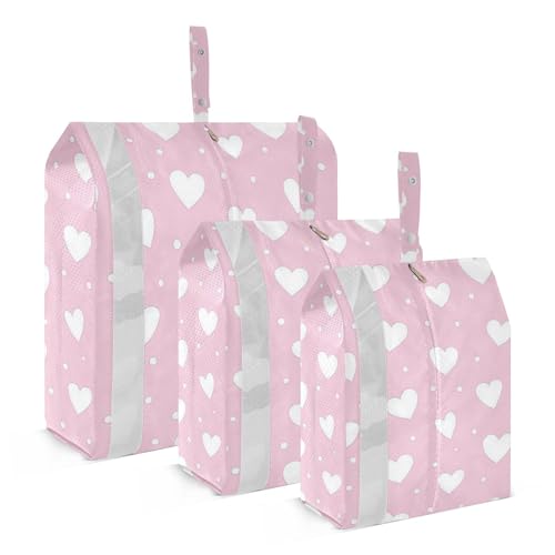 Cartoon Cute Peach Valentine Heart 3 Set Packing Travel Bags Reusable Storage Bags For Closets Luggage Organizer Bags Travel Must von Yoogain