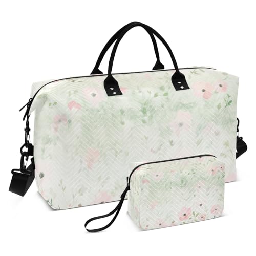 Reisetasche mit Frühlingsblumen-Gras, persönlicher Artikel, Handgepäck, Wochenendtasche, großer Turnbeutel mit verstellbarem Riemen für Reisen, große Kapazität, Frühlingsblumengras, 1 size von Yoogain