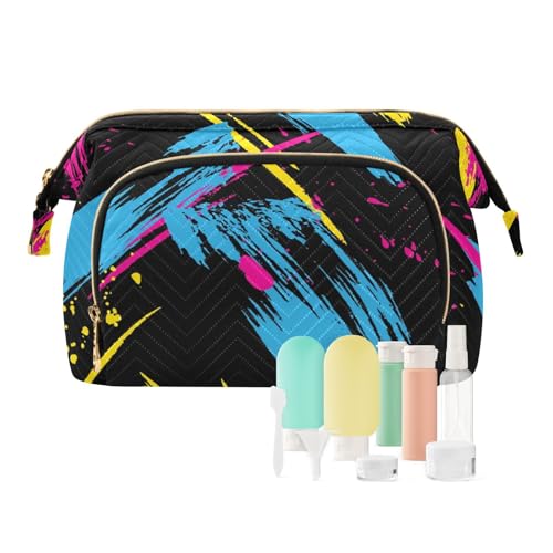 Yoogain Bunte Kosmetiktasche mit Reißverschluss, Reise-Make-up-Tasche für Make-up-Pinsel, Abstrakte Kunst, bunt, 1 size von Yoogain