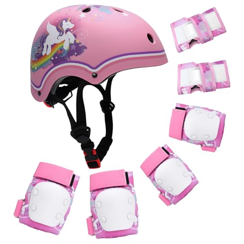 Verstellbarer Fahrradhelm für Kleinkinder im Alter von 3-5-8 Jahren, Jungen und Mädchen Leichtes Sportschutzset mit Knie-Ellenbogen-Handgelenkschützern für Skateboarding/Fahrradfahren/Scooter von YooxArmor