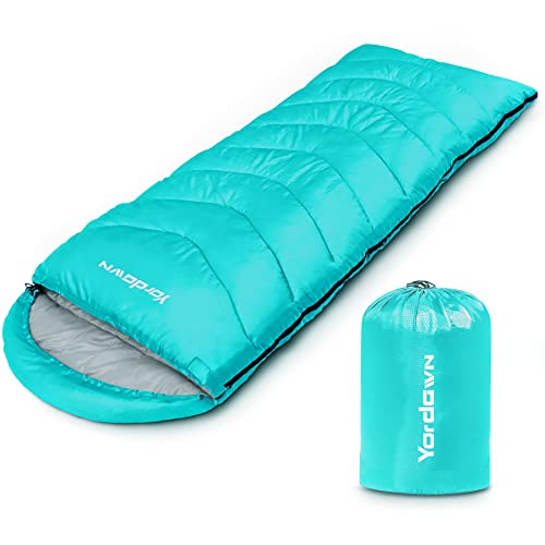 Yordawn Schlafsack Outdoor Camping Erwachsene Kinder, Schlafsäcke Sommer Winter 3-4 Jahreszeiten, Deckenschlafsack Ultraleicht Sleeping Bag Kleines Packmaß Reiseschlafsack Wasserdichter, Himmelblau von Yordawn