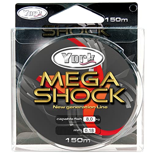 Angelschnur YORK MEGA SHOCK Zielfischschnur 150m 0,14mm-0,40mm Spule Monofile Schnur TOP NEU&OVP (0,02€/m) (0,20mm / 9,5kg) von York Fishing