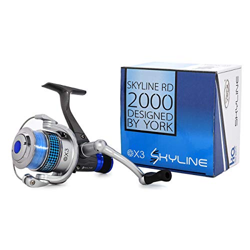York Angelrolle Skyline RD 3000 Heckbremse mit Schnur bespult, Silber, Blau York Angelrolle Skyline RD 3000 Heckbremse mit Schnur bespult, Silber, Blau von York Fishing