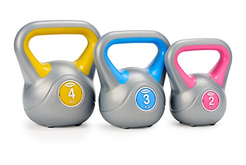 York Fitness Vinyl Kettlebell Set of 3 (2,3,4 kg) - Home Gym Equipment Perfekt für Bodybuilding Gewichtheben Training Kettleball von York Fitness