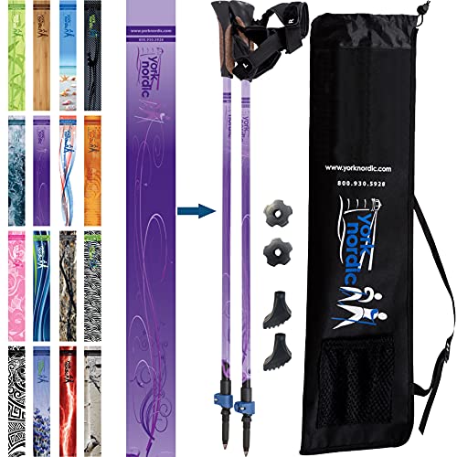 York Nordic Purple Haze Walking Stöcke – Made in USA – Paar mit Klappschlössern, Gummifüßen und Reisetasche York Nordic Purple Haze Walking Stöcke – Made in USA – Paar mit Klappschlössern, Gummifüßen und Reisetasche von York Nordic