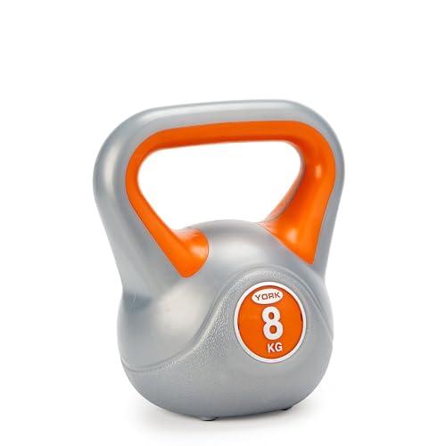 York Fitness Vinyl Kettlebell 8 kg - Home Gym Equipment Perfekt für Bodybuilding Gewichtheben Training Kettleball von York Fitness