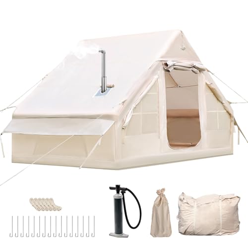 Aufblasbares Gampingzelt mit Kaminöffnung & Dachfenster, Outdoor Zelt für 2-4 Personen mit Luftpumpe, Aufblasbares Zelt aus Wasserdichtem Oxford-Stoff für 4 Jahreszeiten, Schneller Aufbau Gampingzelt Aufblasbares Gampingzelt mit Kaminöffnung & Dachfenster, Outdoor Zelt für 2-4 Personen mit Luftpumpe, Aufblasbares Zelt aus Wasserdichtem Oxford-Stoff für 4 Jahreszeiten, Schneller Aufbau Gampingzelt von Yorkgargen