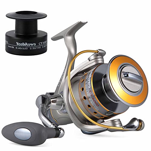 Yoshikawa Spinnrolle mit Baitfeeder, Karpfen-Angelrolle, 10+1 Kugellager, 5,5:1, korrosionsbeständige Aluminiumspule, Meeresangelrolle 6000, maximale Zugkraft 36 lb, Kohlefaser-Zugkraft Yoshikawa Spinnrolle mit Baitfeeder, Karpfen-Angelrolle, 10+1 Kugellager, 5,5:1, korrosionsbeständige Aluminiumspule, Meeresangelrolle 6000, maximale Zugkraft 36 lb, Kohlefaser-Zugkraft von Yoshikawa