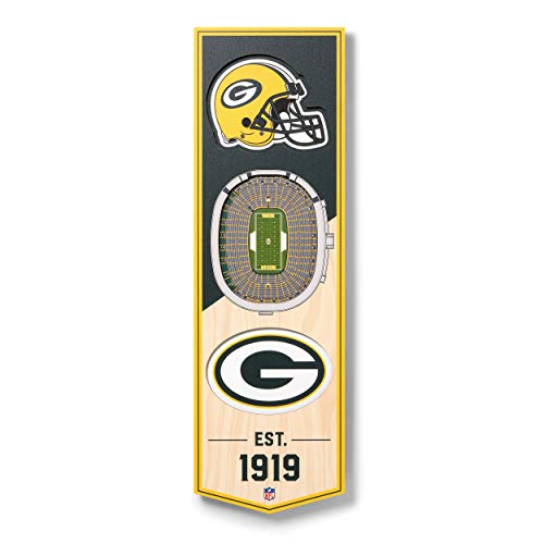 YouTheFan NFL Green Bay Packers 3D-Stadion-Banner, 15,2 x 48,3 cm, Lambeau Field, Team-Farben, Einheitsgröße von YouTheFan