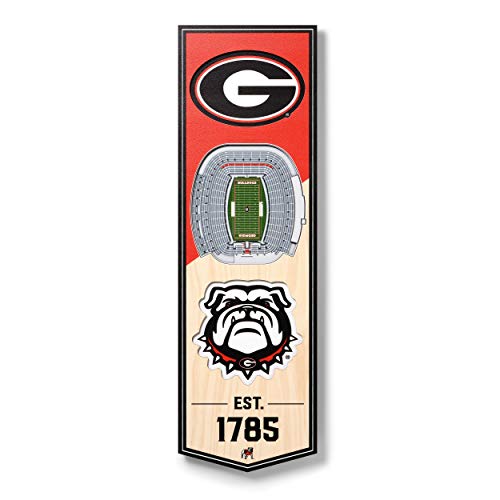 YouTheFan Unisex-Erwachsene NCAA Georgia Bulldogs 3D Banner, 15,2 x 48,3 cm, Sanford Stadion, Team-Farben, 6" x 19" von YouTheFan