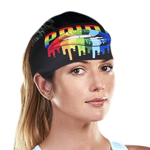 Youding Workout-Stirnbänder für Männer, Regenbogen-Sport-Stirnband,rutschfeste, feuchtigkeitsableitende Regenbogen-Haarbänder - Leichte Sport-Stirnband-Schweißbänder zum Laufen von Youding