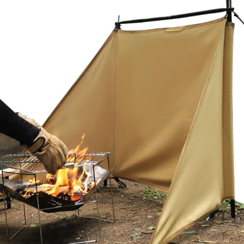 Youngwier Camping-Feuer-Windschutz - Windschutzscheibe für Grill,Strandwindblocker, winddichter, Faltbarer Grill für windiges Wetter im Freien von Youngwier