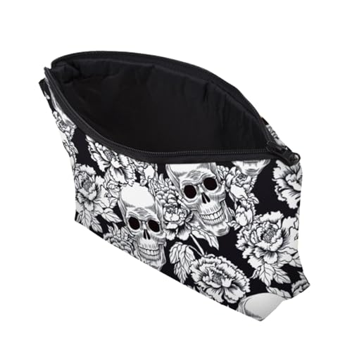 Youngwier Goth Make-up-Tasche, Kosmetiktaschen für Frauen | wasserdichte Polyester-Kosmetiktasche mit Totenkopf-Aufdruck,Tragbare Aufbewahrungstaschen, Organisationstasche für Werkzeuge von Youngwier