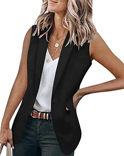 Youning Blazer Damen Elegant Kurzarm Frühlings Sommer Anzüge Jacke Einfarbig Revers Slim Fit Geschäft Büro Mantel Casual Anzüge Business Bolero Sakko Ärmellos Blazer Jacke von Youning