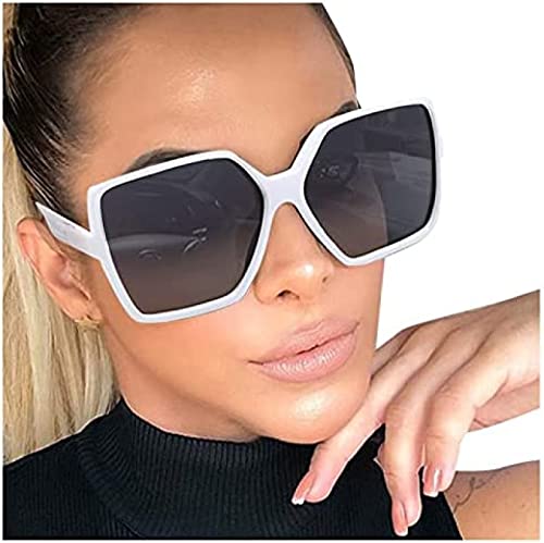 Youning Damen Herren Vintage Retro Groß Sonnenbrille Quadratische Durchsichtige Sonnenbrille Outdoor Brille UV400 Schutz Polarisierte Sonnenbrille für Unisex Gradient Lens Eyewear Sunglasses von Youning