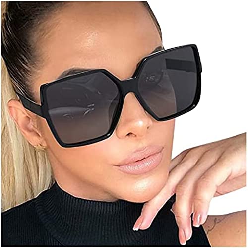 Youning Damen Herren Vintage Retro Groß Sonnenbrille Quadratische Durchsichtige Sonnenbrille Outdoor Brille UV400 Schutz Polarisierte Sonnenbrille für Unisex Gradient Lens Eyewear Sunglasses von Youning