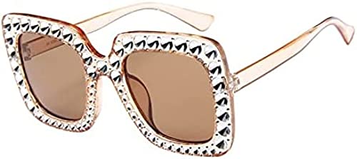 Youning Sonnenbrillen Damen Mode Quadratische Übergroße Diamant Strass Sonnenbrillen Für Frauen Retro Outdoor Brille Sunglasses UV400 Schutz Polarisierte Sonnenbrillen Für Reisen Reiten Camping von Youning