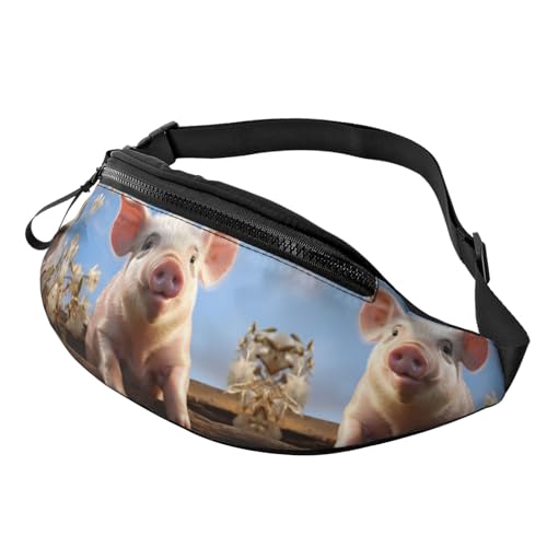 Bauchtasche, lustige Hüfttasche mit niedlichem Schweinchen-Aufdruck, verstellbare Umhängetasche für Reisen, Spazierengehen, Laufen, Wandern, Radfahren, Schwarz, Einheitsgröße, Schwarz , Einheitsgröße von YoupO