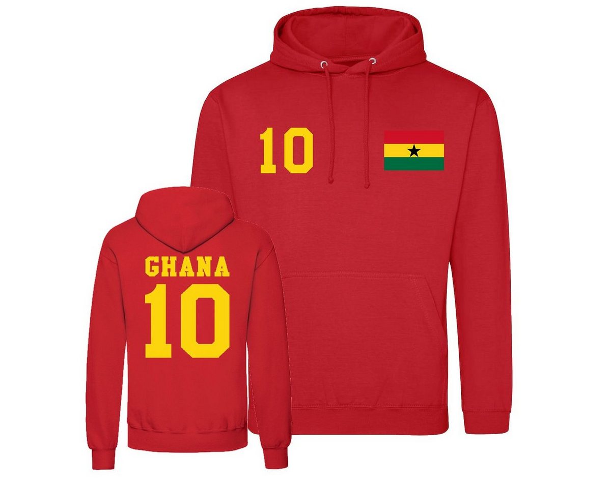 Youth Designz Kapuzenpullover Ghana Herren Hoodie Pullover im Fußball Trikot Look mit trendigem Frontprint von Youth Designz