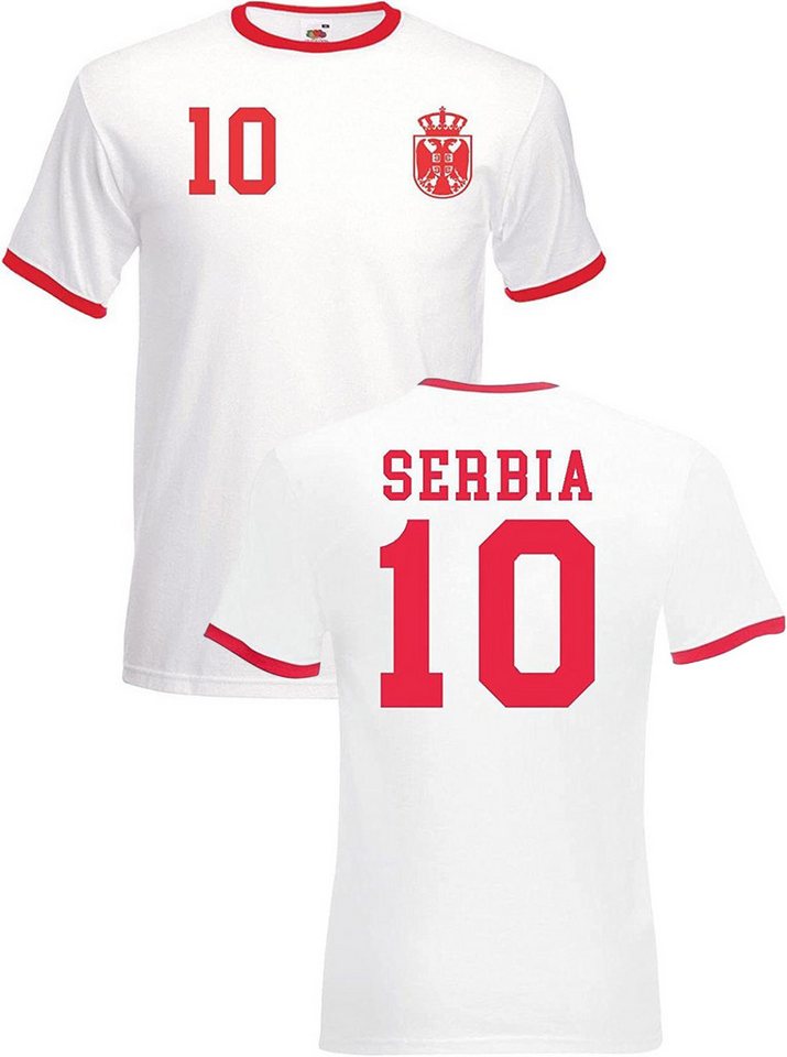 Youth Designz T-Shirt Serbien Herren T-Shirt im Fußball Trikot Look mit trendigem Print Youth Designz T-Shirt Serbien Herren T-Shirt im Fußball Trikot Look mit trendigem Print von Youth Designz