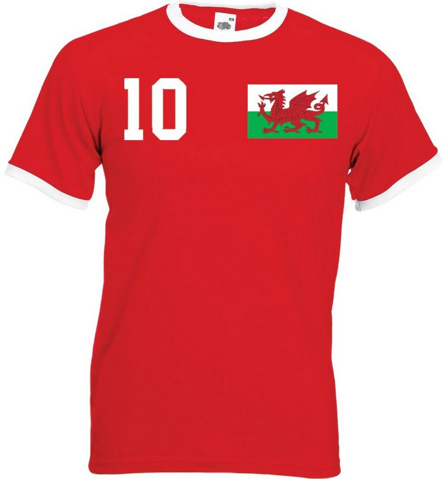 Youth Designz T-Shirt Wales Herren Shirt im Fußball Trikot Look mit trendigem Motiv von Youth Designz