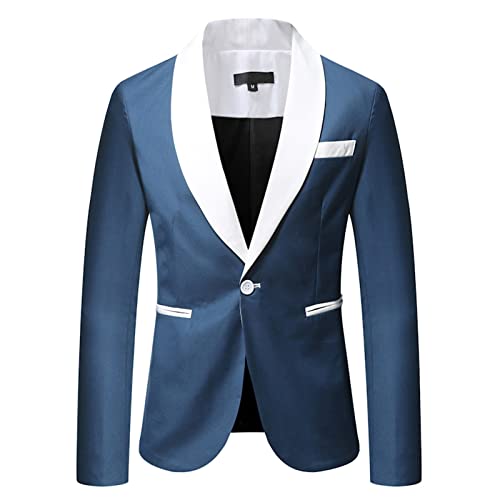 Yowablo Blazer Klassischer Herren Anzugjacke Baukasten Herren Slim Fit Anzugjacke EIN Knopf Sakko für Business (3XL,Marine) von Yowablo