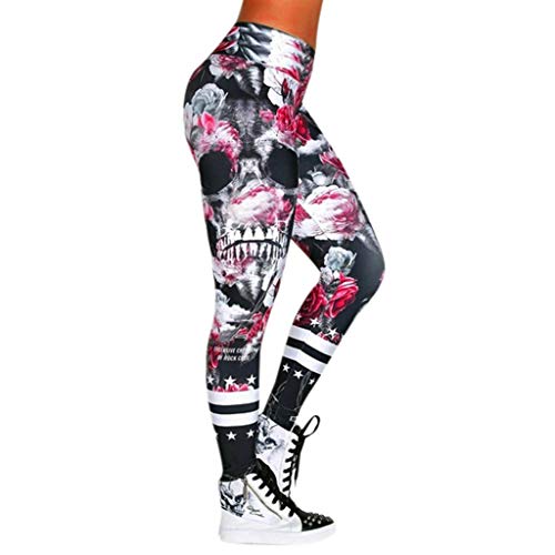 Yowablo Damen Sport Leggings Lange Blickdicht Kompressions Yoga Fitnesshose Sporthose mit Hohe Taille für Workout Gym Jogging (L,1D) von Yowablo