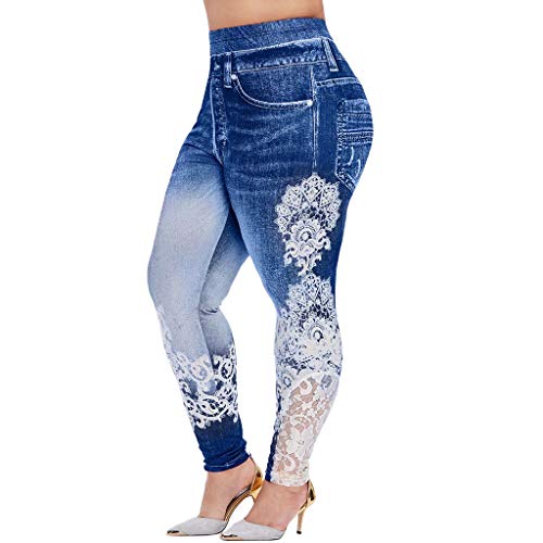 Yowablo Damen Sport Leggings Nahtlose Kompressions Sporthose Yoga Fitnesshose mit Hohe Taille für Workout Gym Jogging (5XL,1Blau) von Yowablo