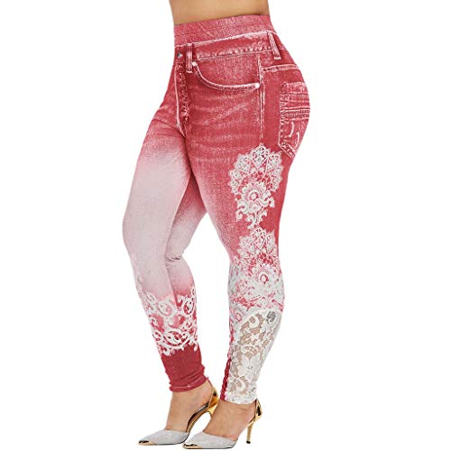 Yowablo Damen Sport Leggings Nahtlose Kompressions Sporthose Yoga Fitnesshose mit Hohe Taille für Workout Gym Jogging (5XL,1Rosa) von Yowablo