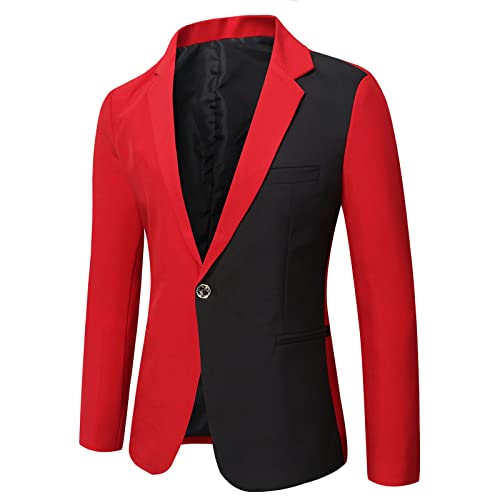 Yowablo Herren Slim Anzugsakko Herren Anzugjacke Herren Sakko Sweatjacke Slim Fit Blazer Anzug Casual Jacke Modisch Freizeit Outwear (3XL,Rot) von Yowablo