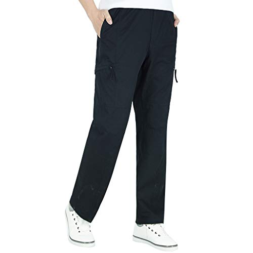 Yowablo Herren Stoffhose Regular Fit große Reine Farbe Overalls Outdoor Freizeit Komfort Hose (4XL,Schwarz) von Yowablo