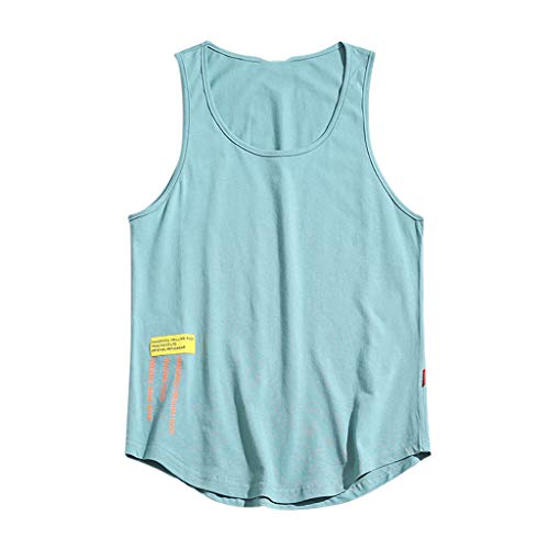 Yowablo Herren Tank Top Tanktop Tankshirt Ärmellos Bodybuilding Shirt Unterhemd T-Shirt Muskelshirt Achselshirt Schnell trocknend (XL,Hellblau) von Yowablo