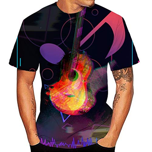 Yowablo T-Shirt Top Unisex 3D-Druck Rundhals Musikalische Kurzarmbluse (M,11Mehrfarbig) von Yowablo