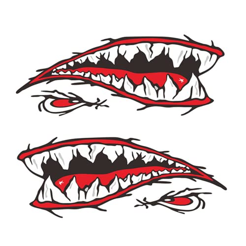 2 Paar Haifischauto -Aufkleber, 40x15 cm kreativer Hai -Mundauto -Aufkleber Kayak Vinylaufkleber Abziehbilder Reflektierende Aufkleber Abziehbilder für Autos, Lastwagen, Fenster, Laptops, Tabletten ( von Yoyakie