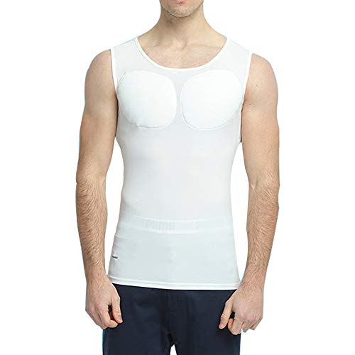 Ypnrd Männer Padded Muscle Under Atmungsaktiv Komfortabel Brustpolster Weste,Weiß,XL von Ypnrd