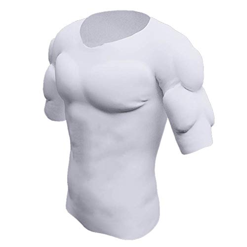 Ypnrd Männer Shaper Falsch Muscle Chest T-Shirt Gefälschte Schultern Gepolstert Unterwäsche Kompression T-Shirts,Weiß,L von Ypnrd