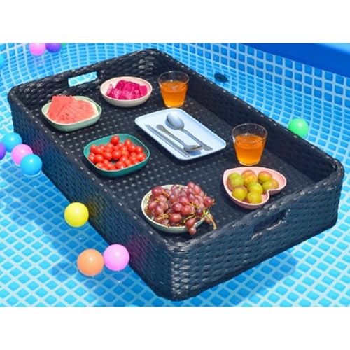 ray Floating Rattan,Swimming Pool Floating,80/100 cm Abnehmbarer Wasser-Lebensmitteltisch, Schwimmender Tabletttisch Für Den Pool, Zum Servieren Von Getränken Am Pool, Geeignet Für Sandbank, Spa, P von Yqstinctivefy